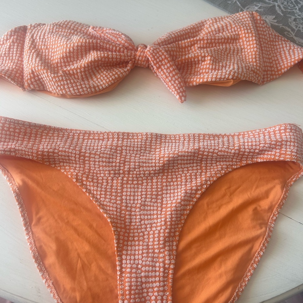 Aerie Orange and White Bikini Set
